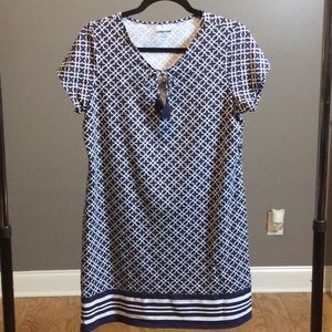 S Lands’ End navy geometric dress